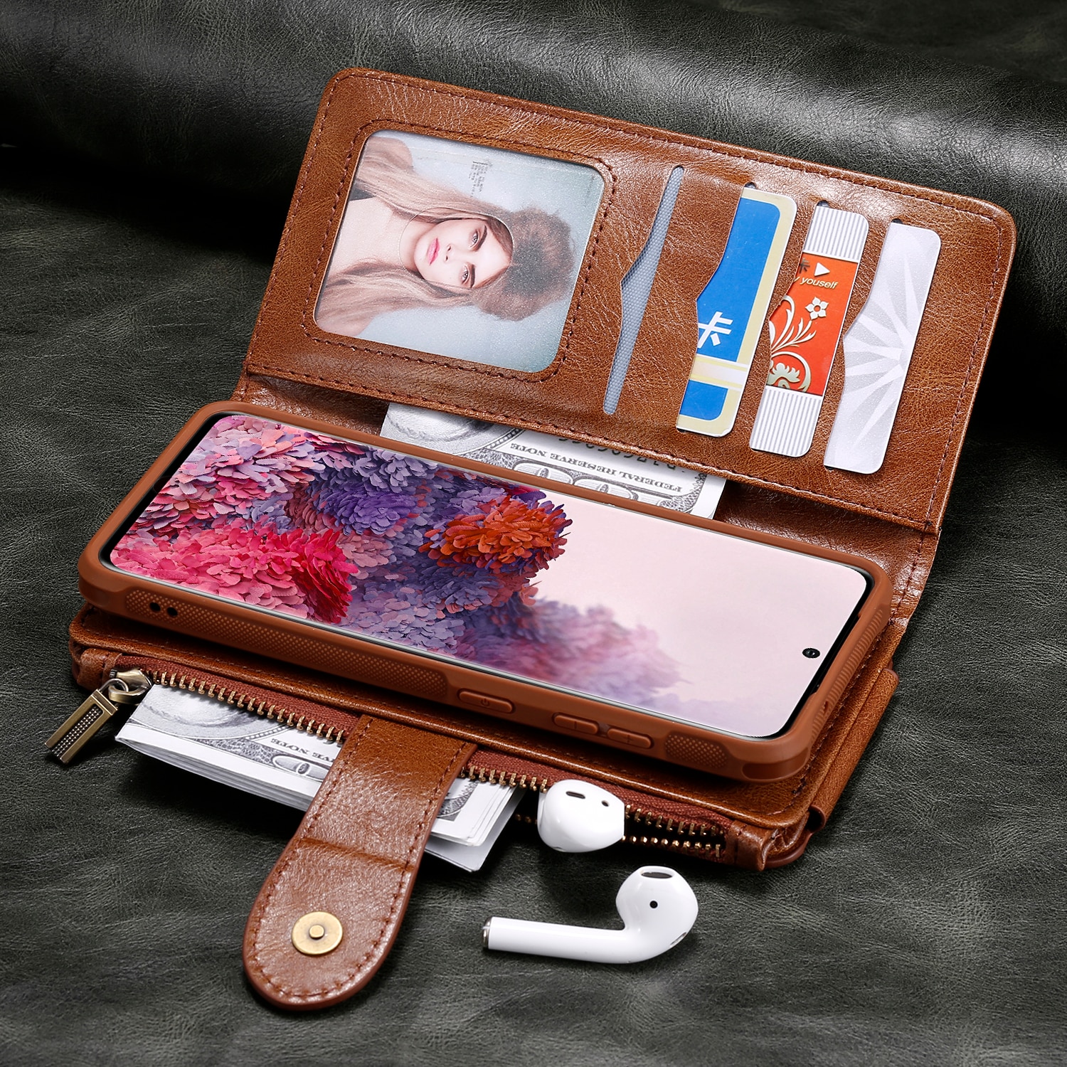 Magnet Leather Multi Wallet iPhone 17 Pro Marrone