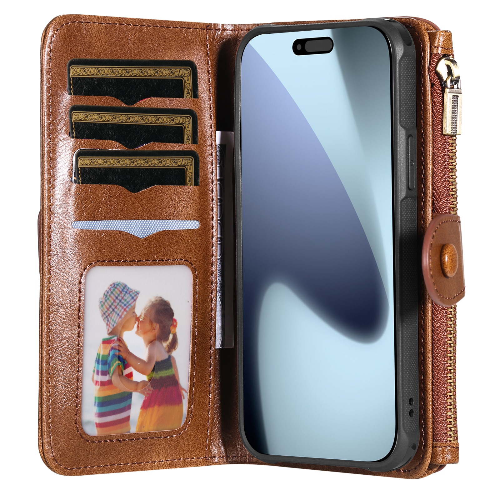 Magnet Leather Multi Wallet iPhone 17 Pro Max Marrone