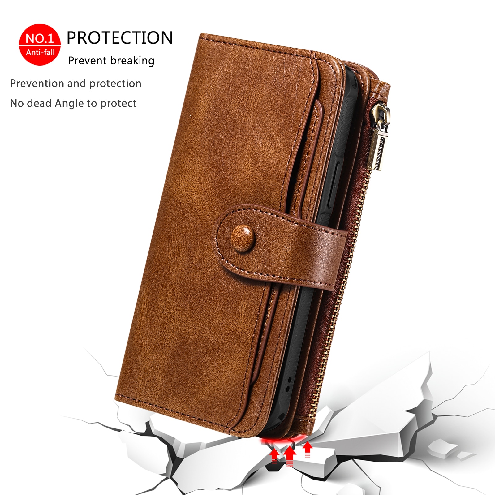 Magnet Leather Multi Wallet iPhone 17 Pro Max Marrone