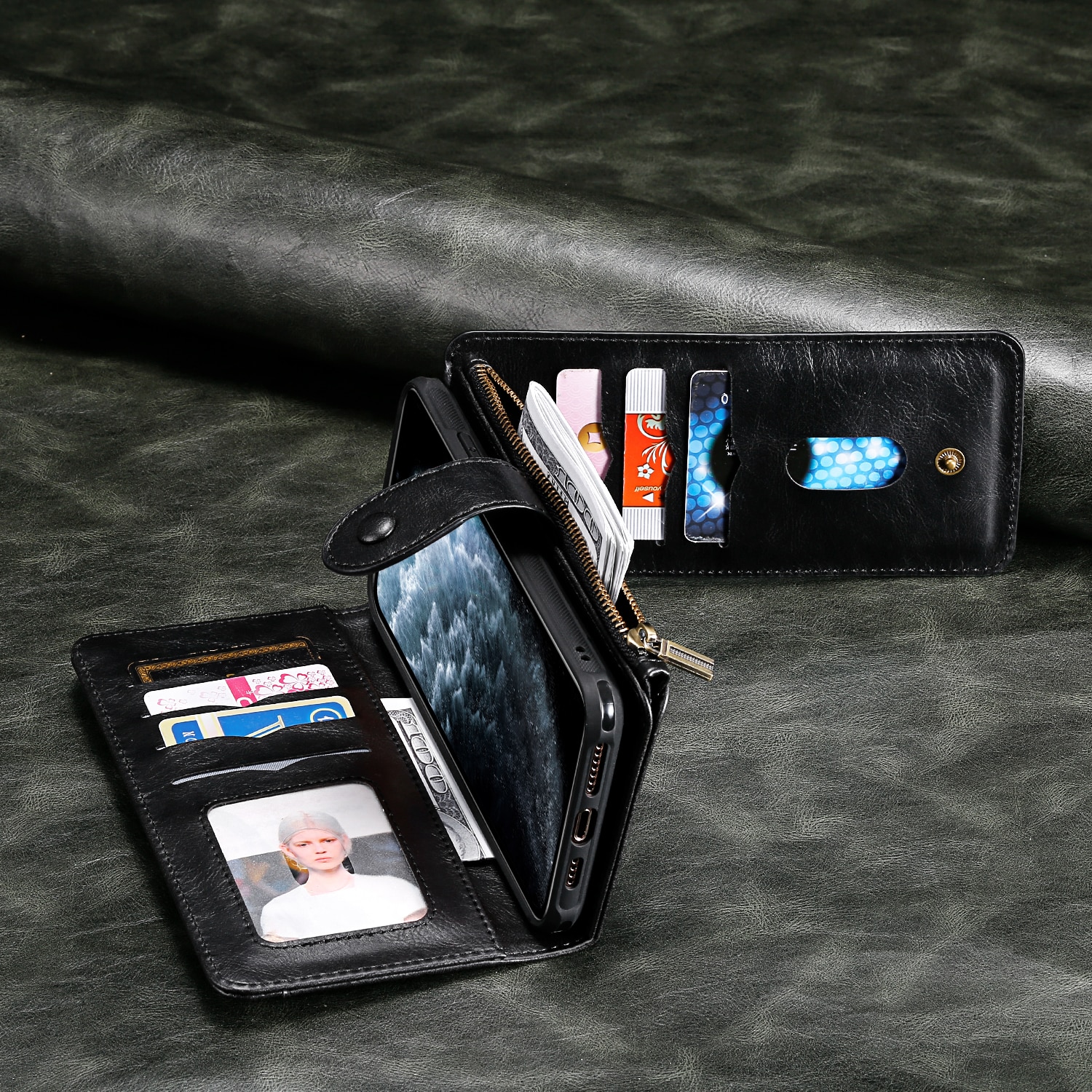 Magnet Leather Multi Wallet iPhone 17 Pro Max nero