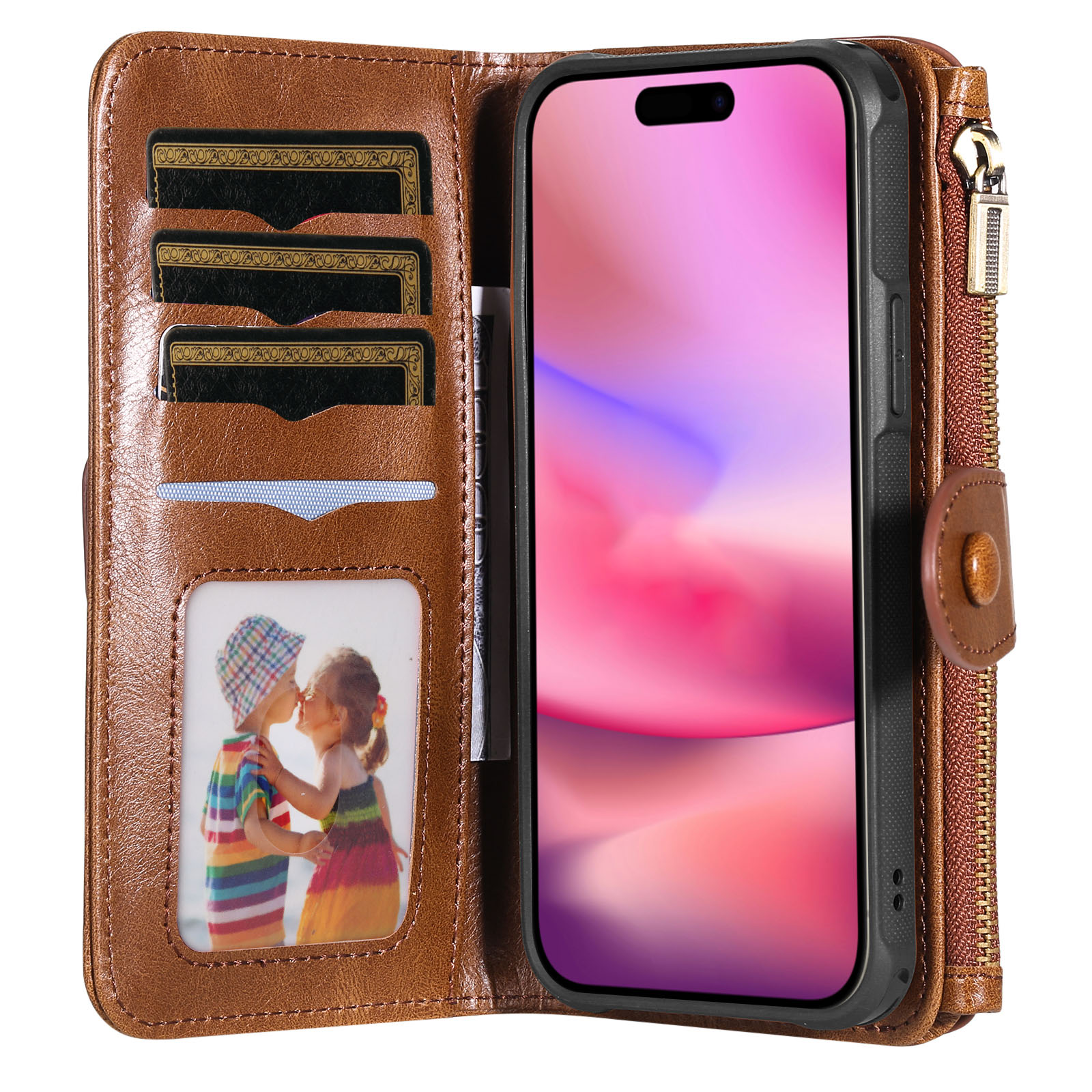 Magnet Leather Multi Wallet iPhone 17 Marrone