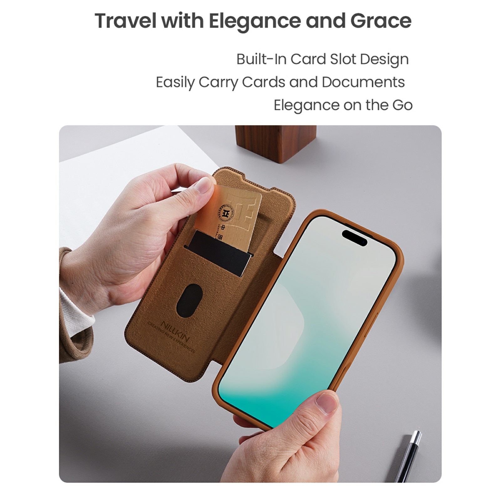 Cover Qin Pro CamShield iPhone 17 Pro Max Marrone