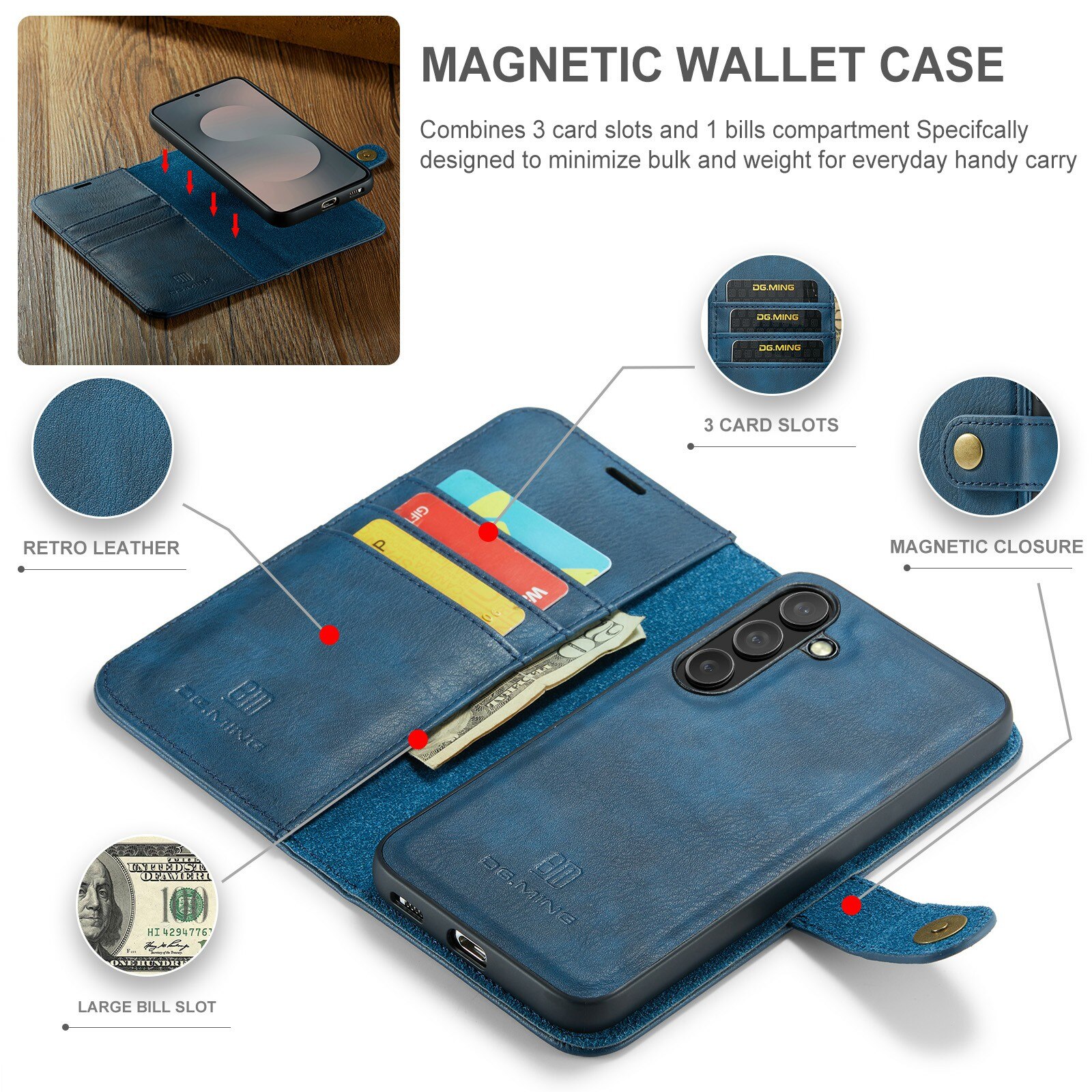 Cover portafoglio Magnet Wallet Samsung Galaxy S25 FE Blue