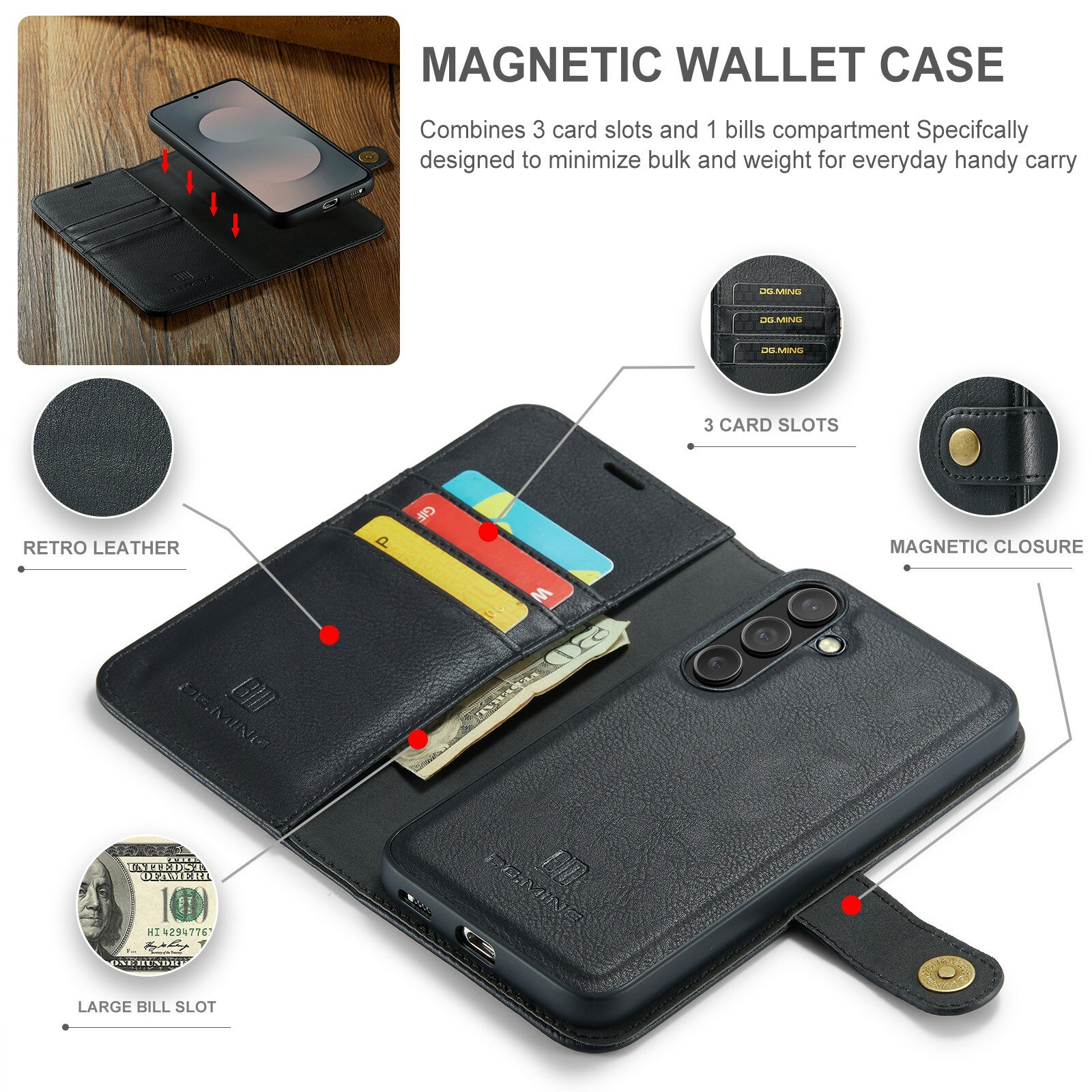 Cover portafoglio Magnet Wallet Samsung Galaxy S25 FE Black