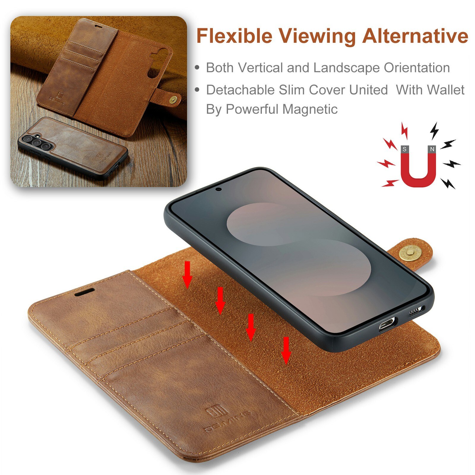 Cover portafoglio Magnet Wallet Samsung Galaxy S25 FE Cognac