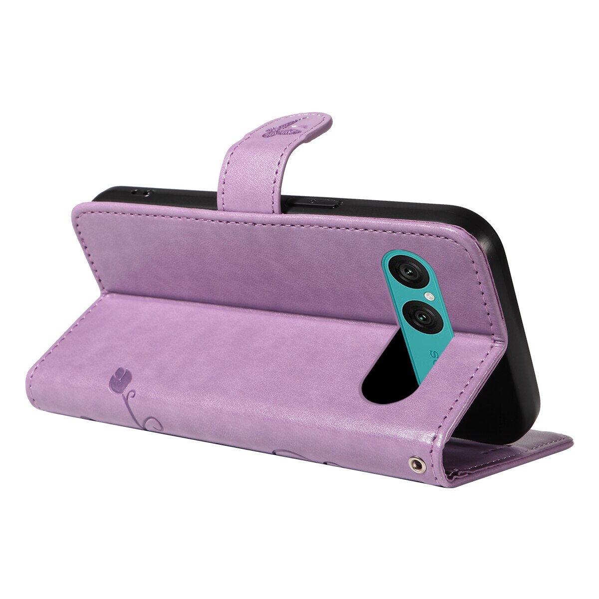 Custodia in pelle a farfalle per Sony Xperia 10 VII, Viola