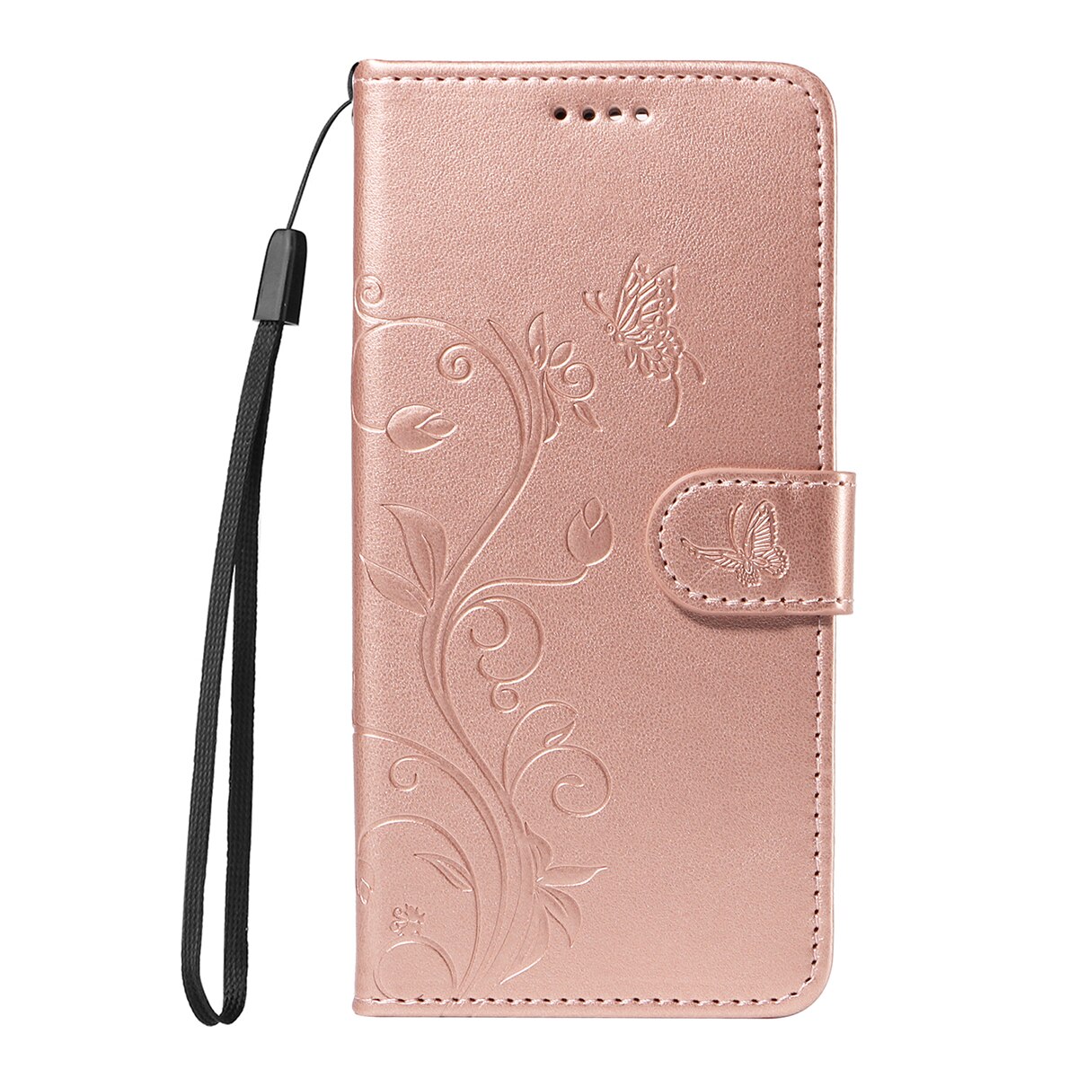 Custodia in pelle a farfalle per Sony Xperia 10 VII, Oro rosa