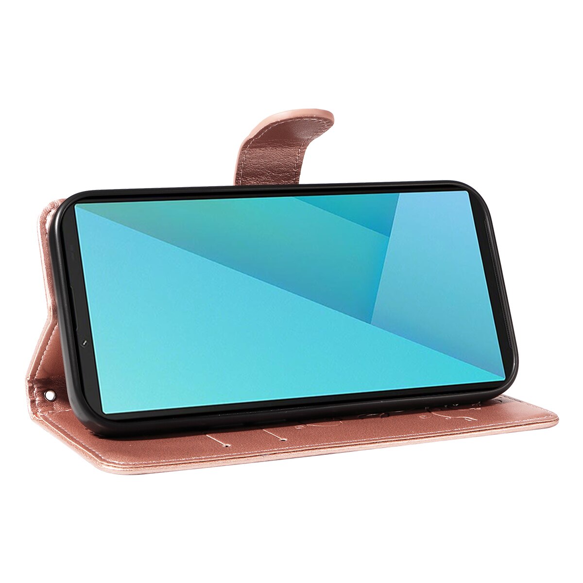 Custodia in pelle a farfalle per Sony Xperia 10 VII, Oro rosa