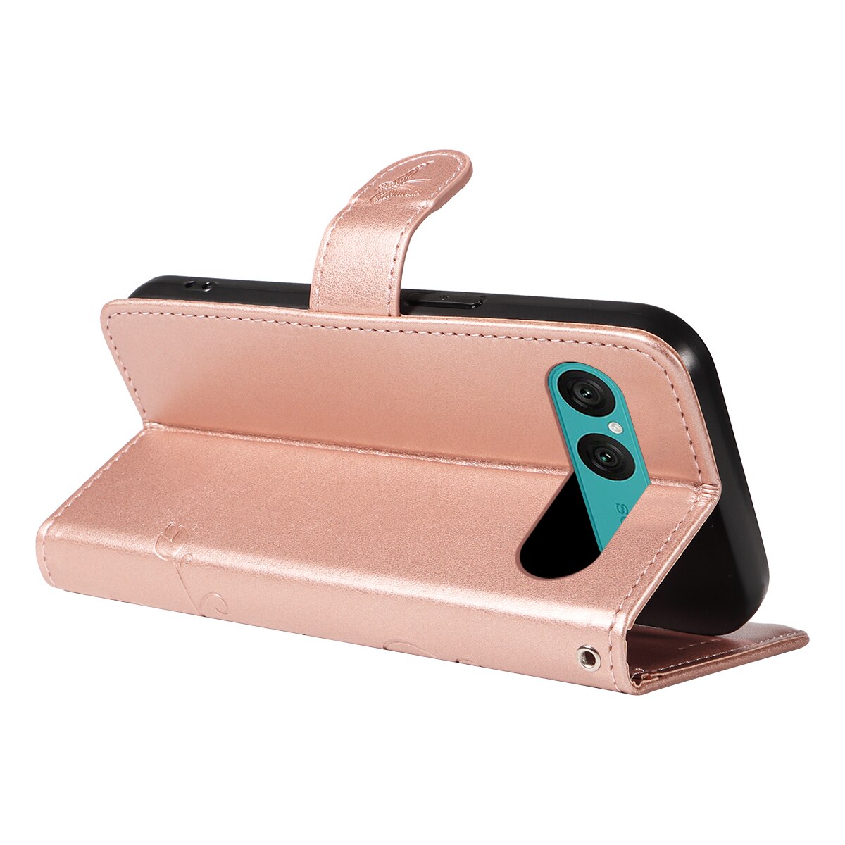 Custodia in pelle a farfalle per Sony Xperia 10 VII, Oro rosa