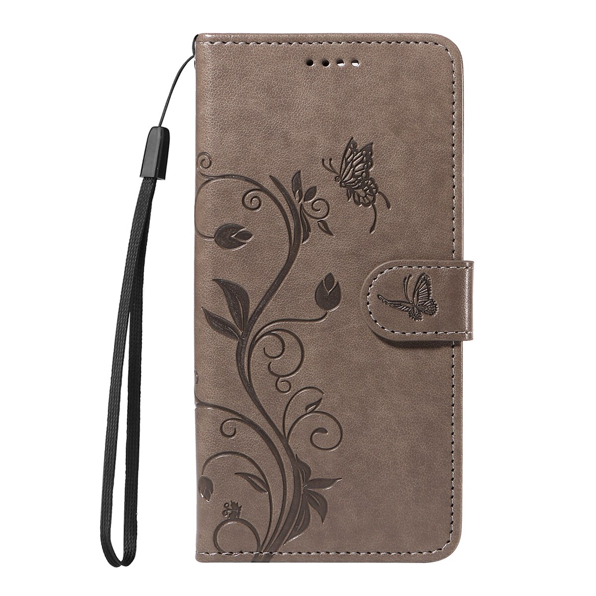 Custodia in pelle a farfalle per Sony Xperia 10 VII, Grigio