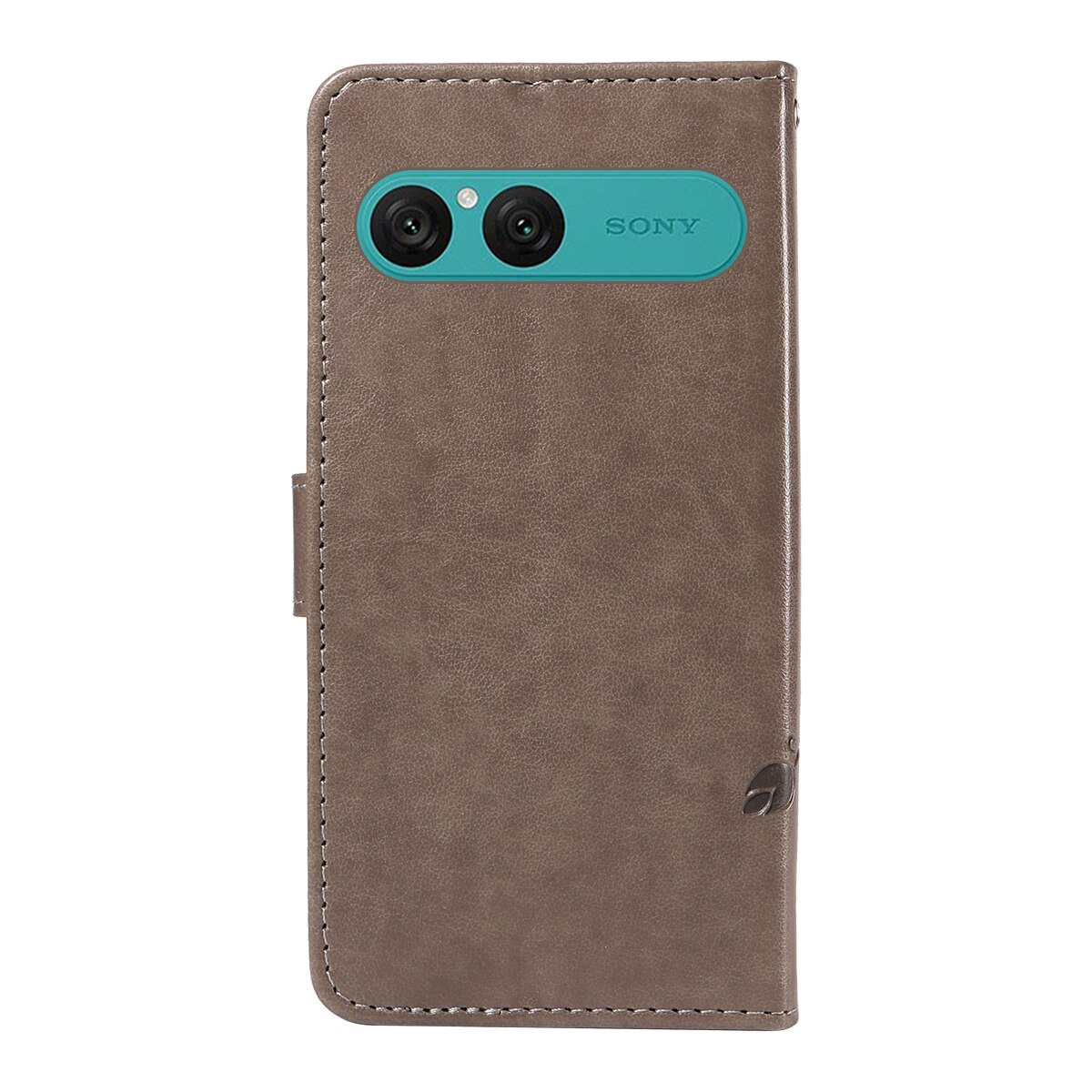 Custodia in pelle a farfalle per Sony Xperia 10 VII, Grigio