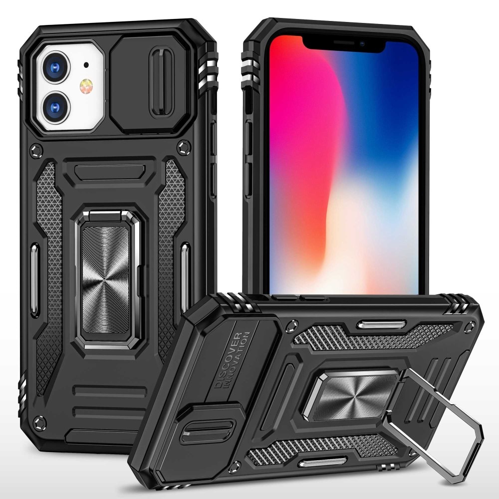 Cover ibride con anello e protezione fotocamera iPhone 11 Nero