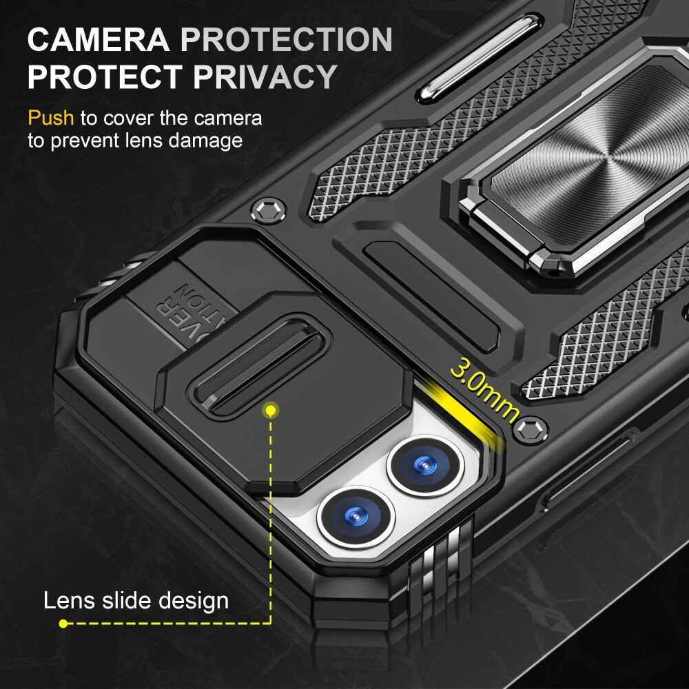 Cover ibride con anello e protezione fotocamera iPhone 11 Nero