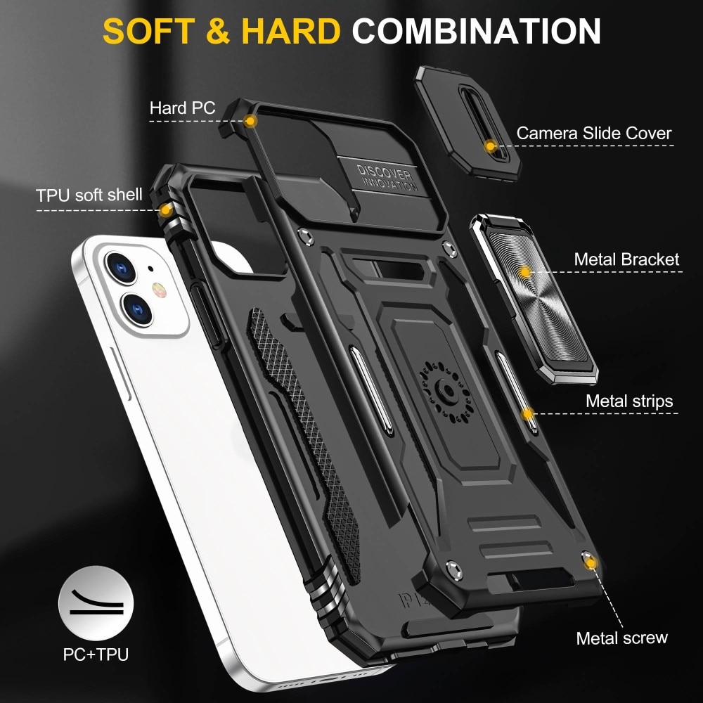 Cover ibride con anello e protezione fotocamera iPhone 11 Nero