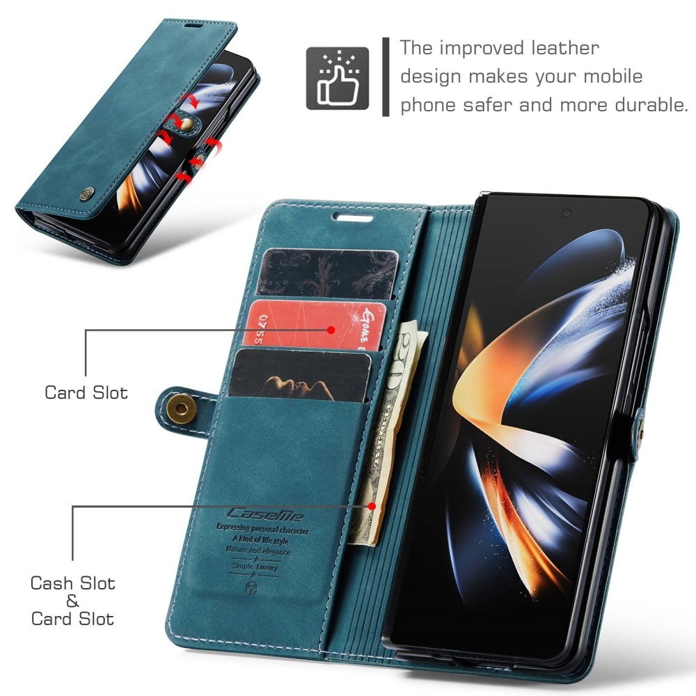 Custodie a portafoglio sottili Samsung Galaxy Z Fold 4 blu