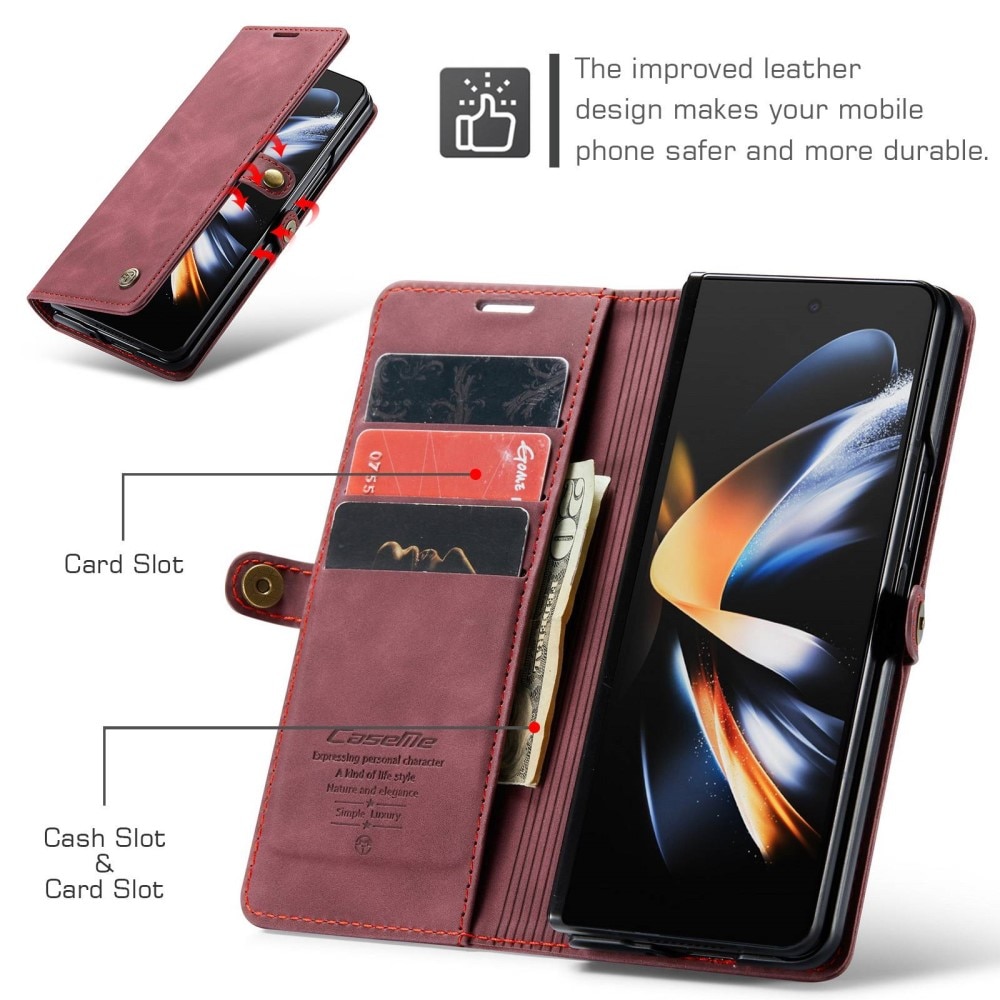 Custodie a portafoglio sottili Samsung Galaxy Z Fold 4 rosso