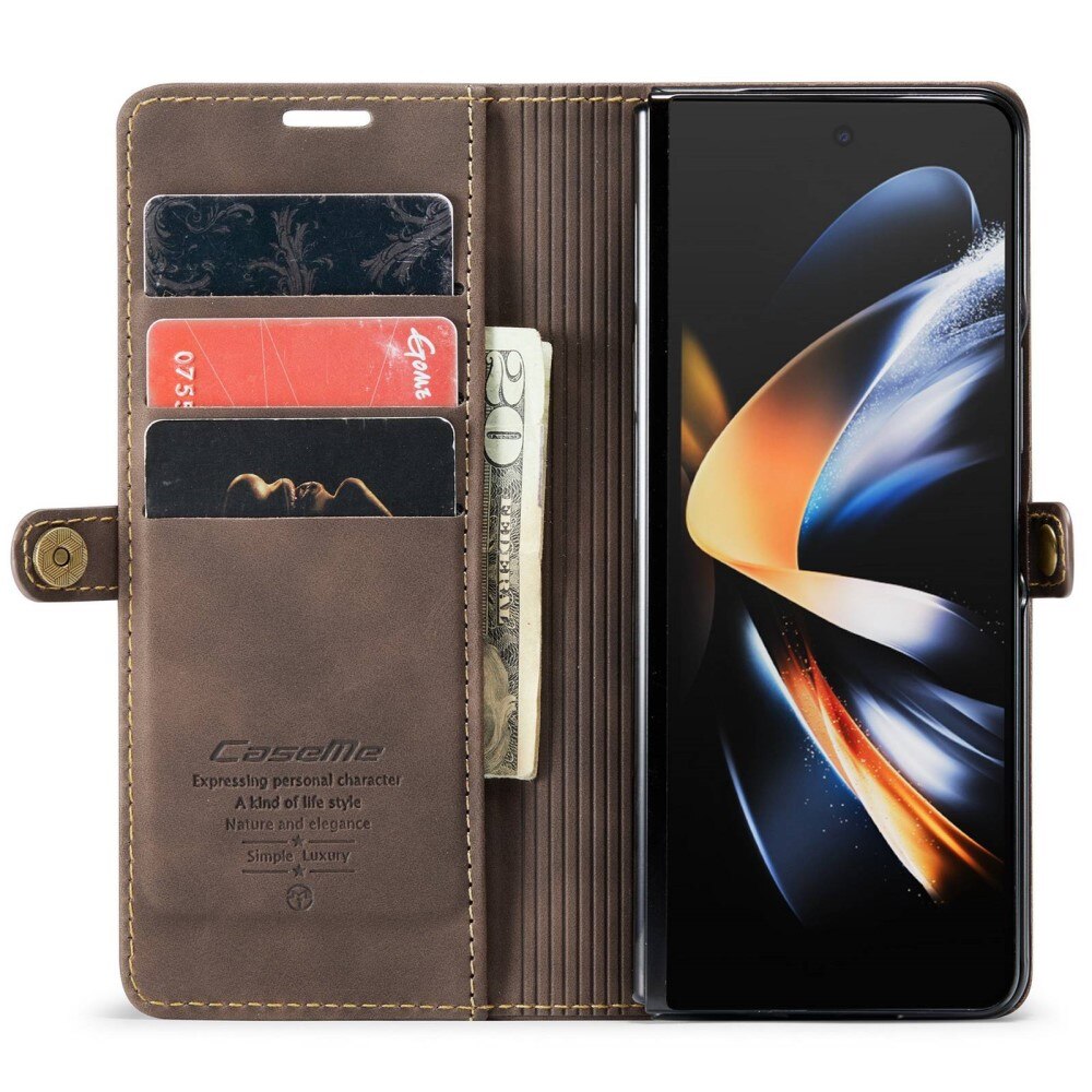 Custodie a portafoglio sottili Samsung Galaxy Z Fold 4 marrone