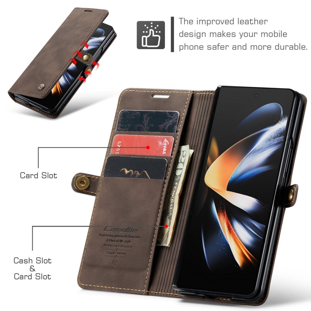 Custodie a portafoglio sottili Samsung Galaxy Z Fold 4 marrone