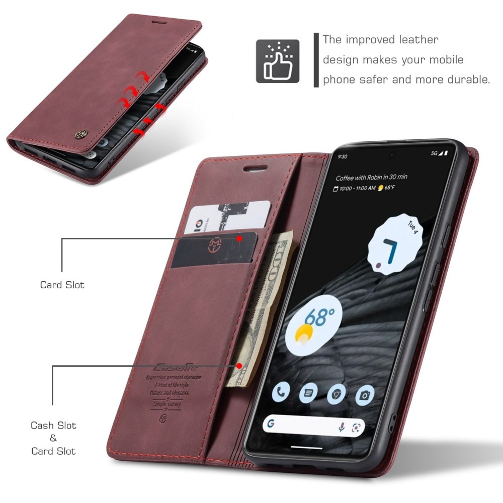Custodie a portafoglio sottili Google Pixel 7 Rosso