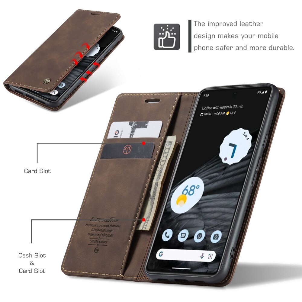 Custodie a portafoglio sottili Google Pixel 7 Marrone