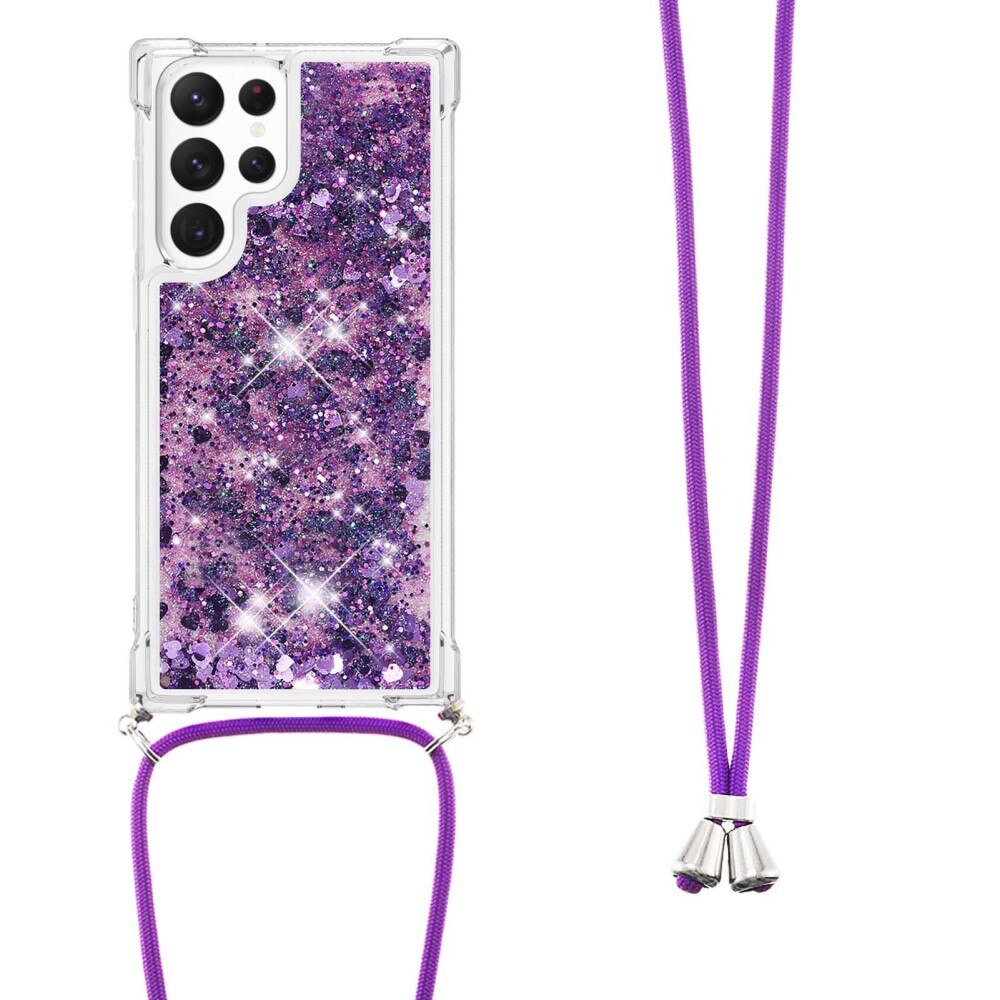 Cover cinturino Glitter Powder TPU Samsung Galaxy S23 Ultra viola