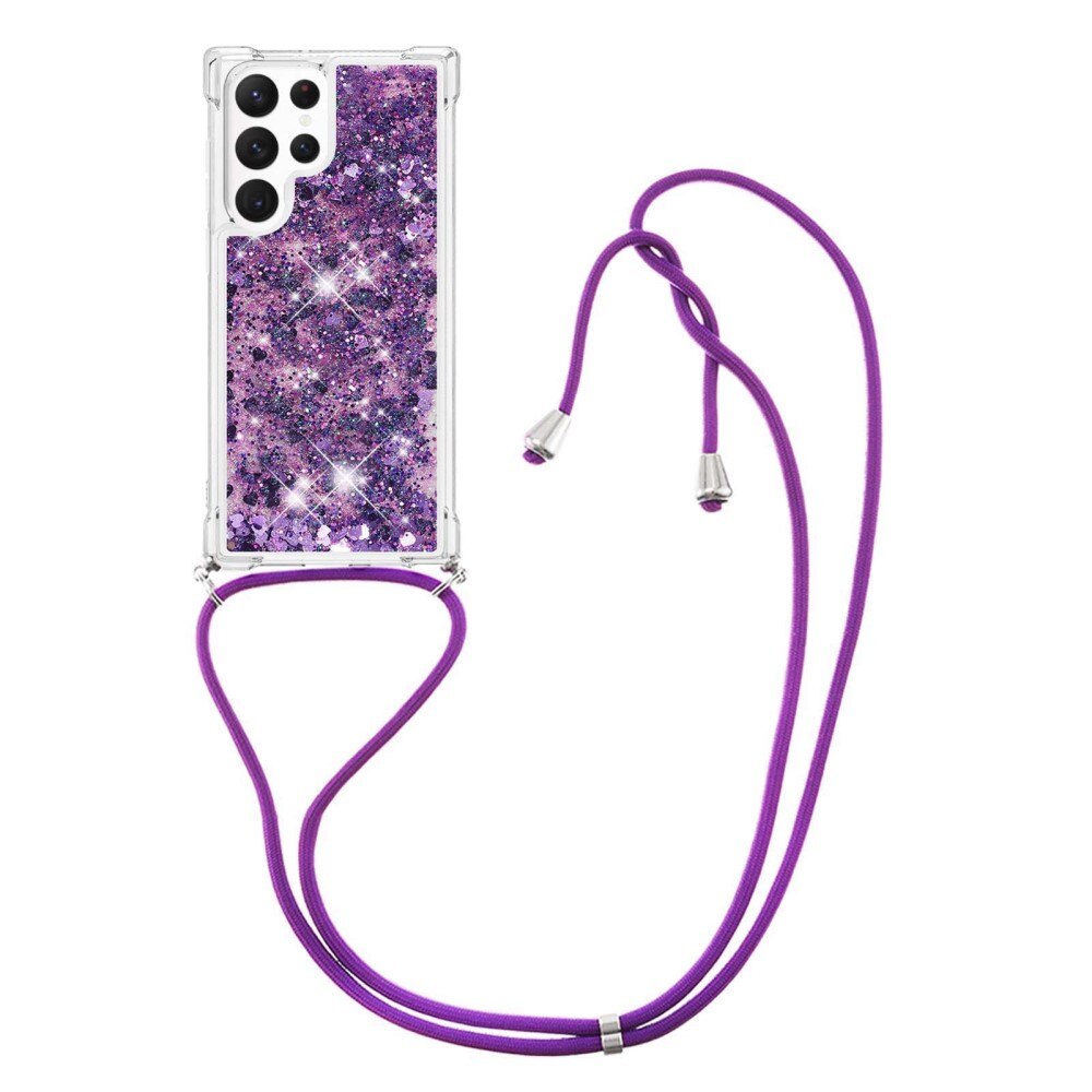 Cover cinturino Glitter Powder TPU Samsung Galaxy S23 Ultra viola