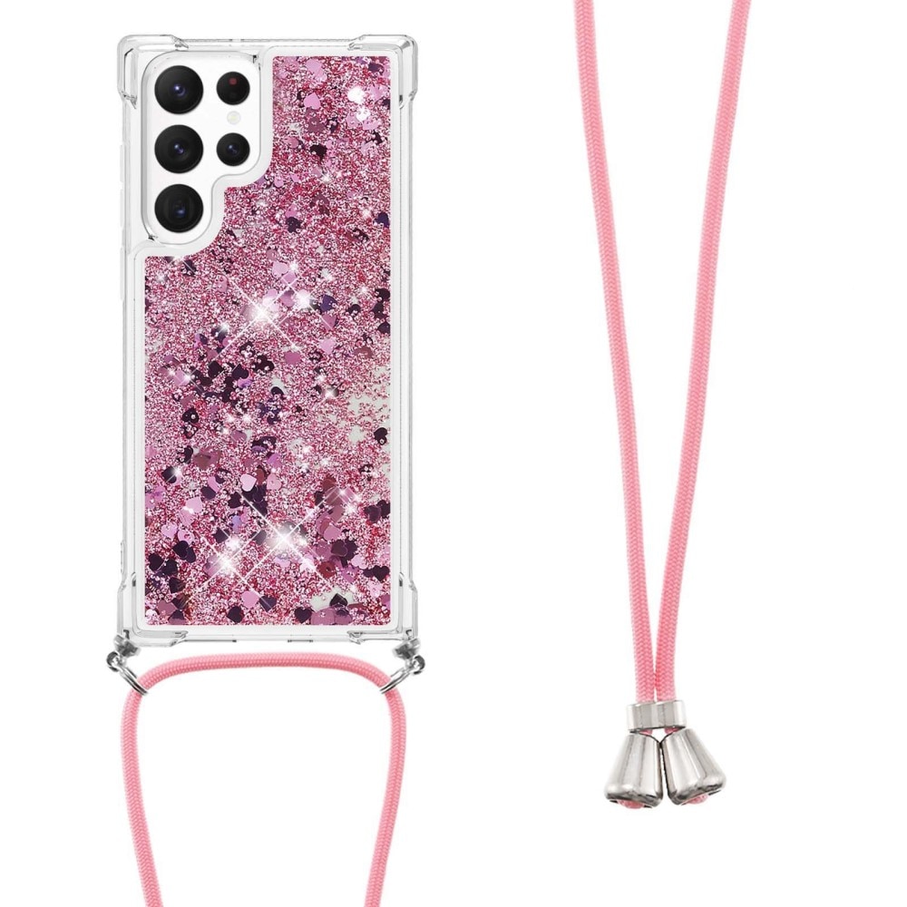 Cover cinturino Glitter Powder TPU Samsung Galaxy S23 Ultra rosa