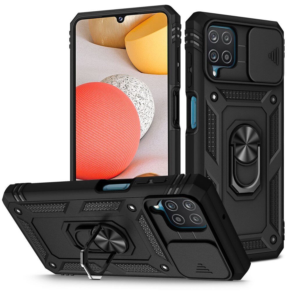 Cover ibride con anello e protezione fotocamera Samsung Galaxy A42 5G nero