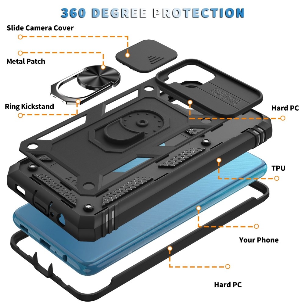 Cover ibride con anello e protezione fotocamera Samsung Galaxy A42 5G nero