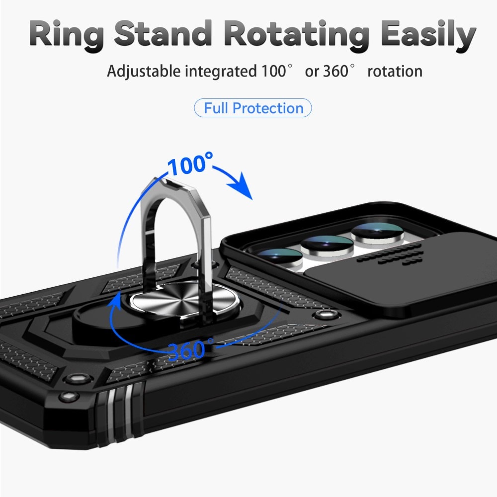 Cover ibride con anello e protezione fotocamera Samsung Galaxy S23 nero