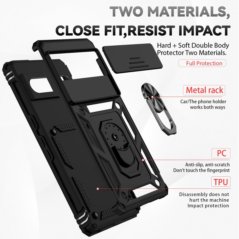 Cover ibride con anello e protezione fotocamera Google Pixel 7 Pro nero