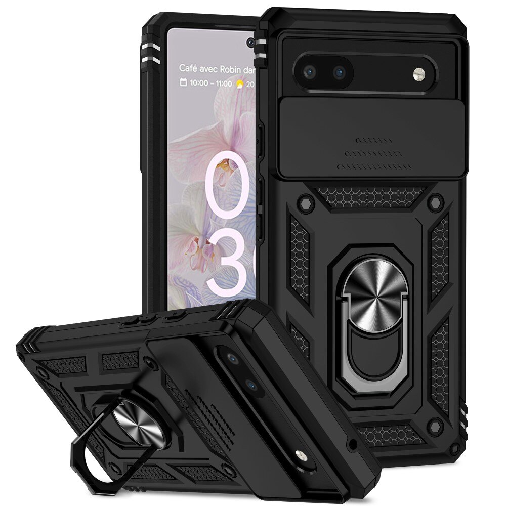 Cover ibride con anello e protezione fotocamera Google Pixel 6a nero