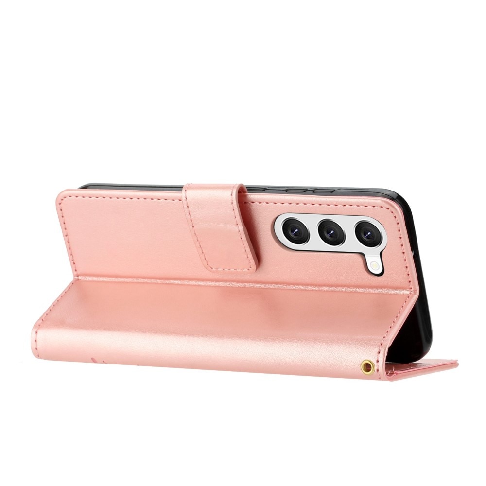 Custodia in pelle con farfalla Samsung Galaxy S23 rosa dorato