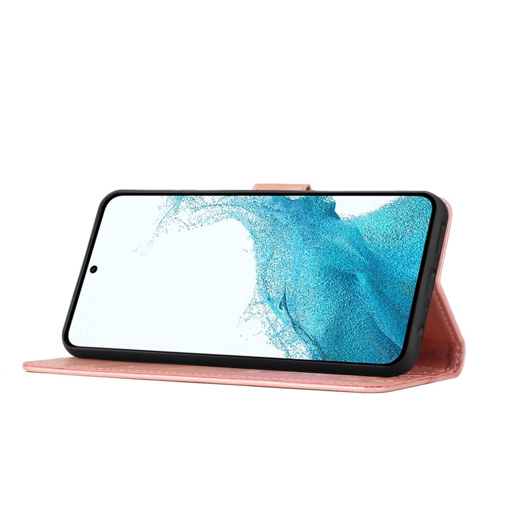 Custodia in pelle con farfalla Samsung Galaxy S23 rosa dorato