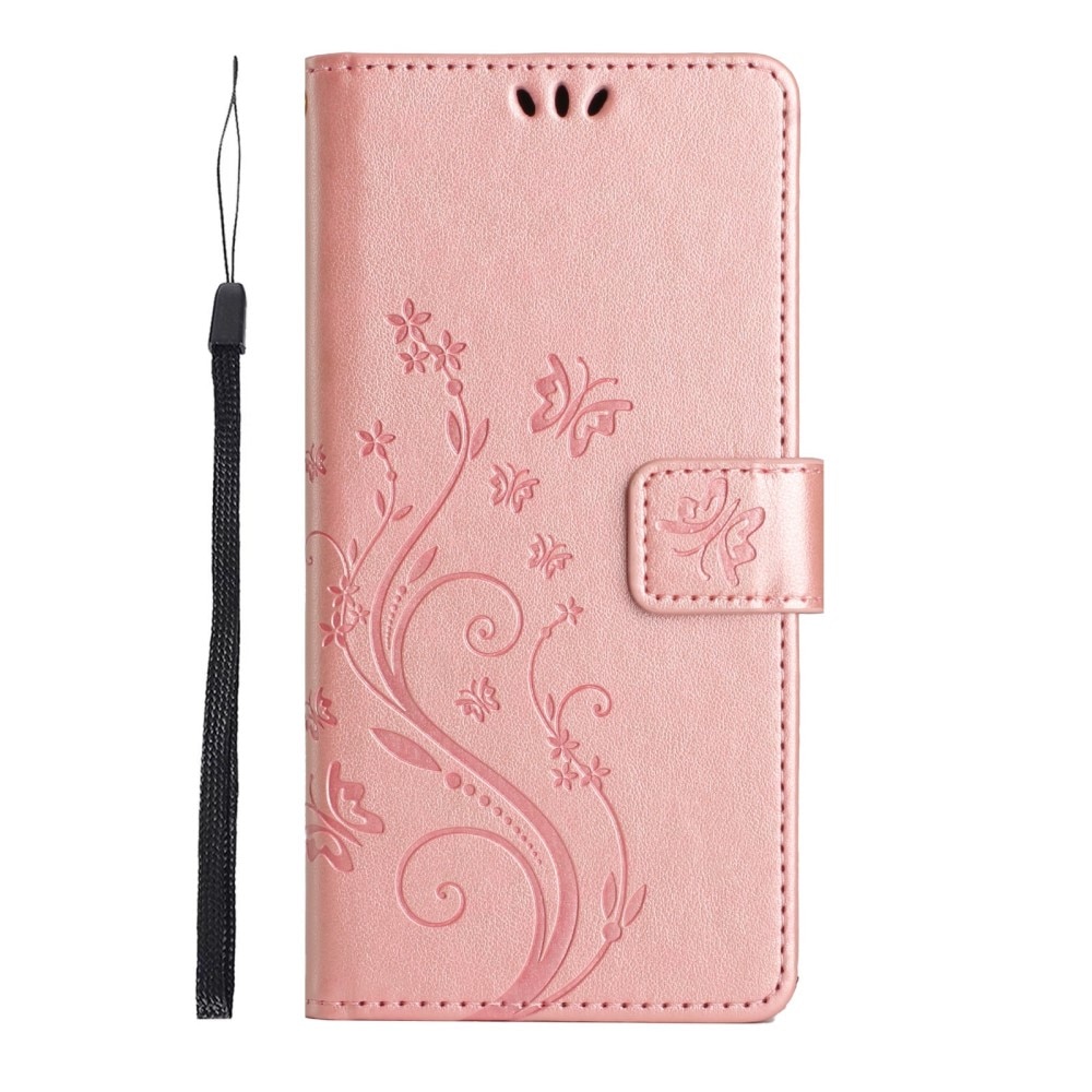 Custodia in pelle con farfalla Samsung Galaxy S23 rosa dorato