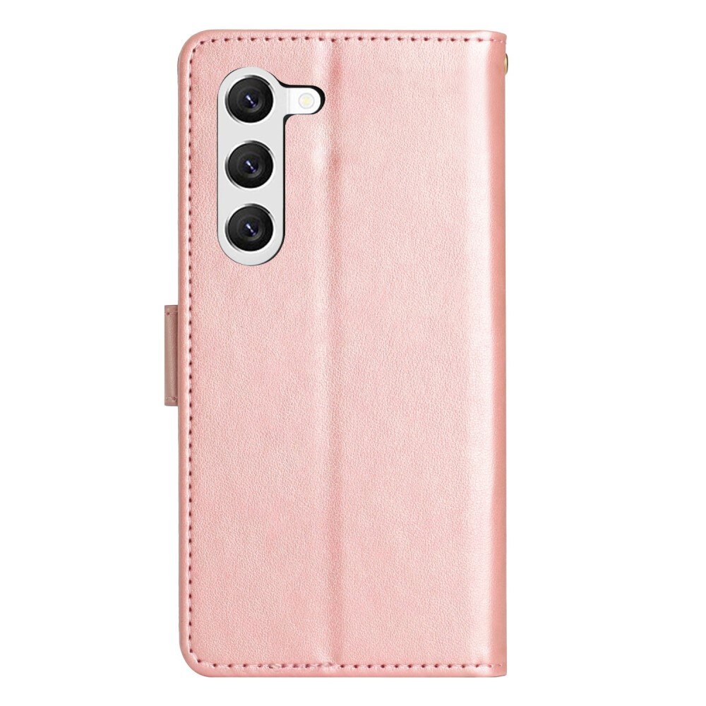 Custodia in pelle con farfalla Samsung Galaxy S23 rosa dorato