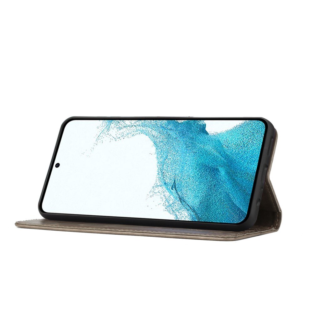 Custodia in pelle a farfalle per Samsung Galaxy S23, grigio
