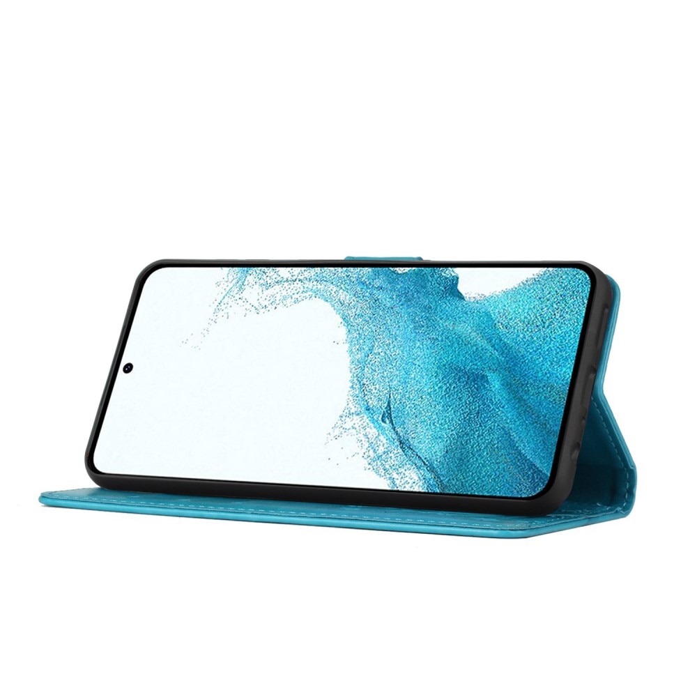 Custodia in pelle a farfalle per Samsung Galaxy S23, blu