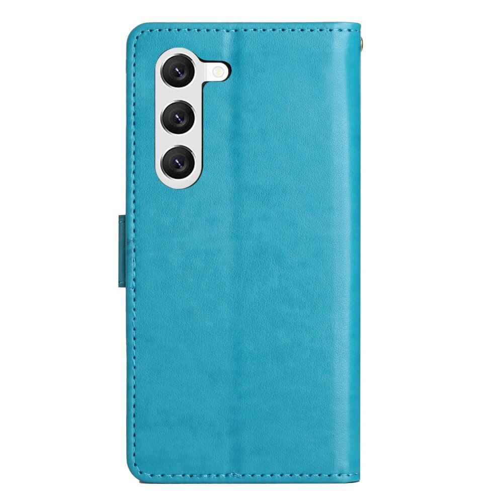 Custodia in pelle a farfalle per Samsung Galaxy S23, blu