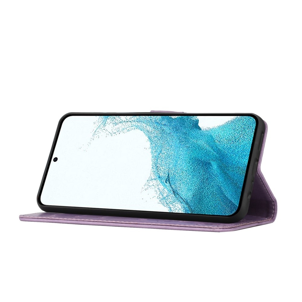 Custodia in pelle a farfalle per Samsung Galaxy S23, viola
