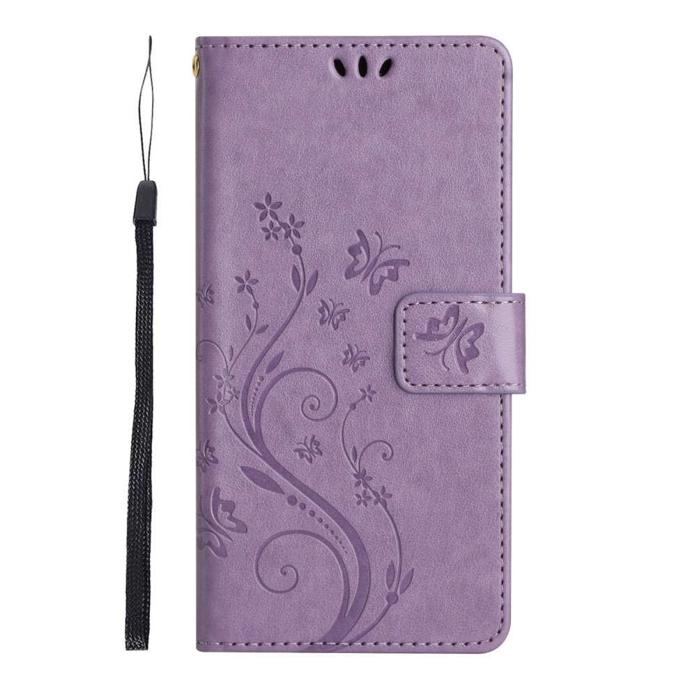 Custodia in pelle a farfalle per Samsung Galaxy S23, viola