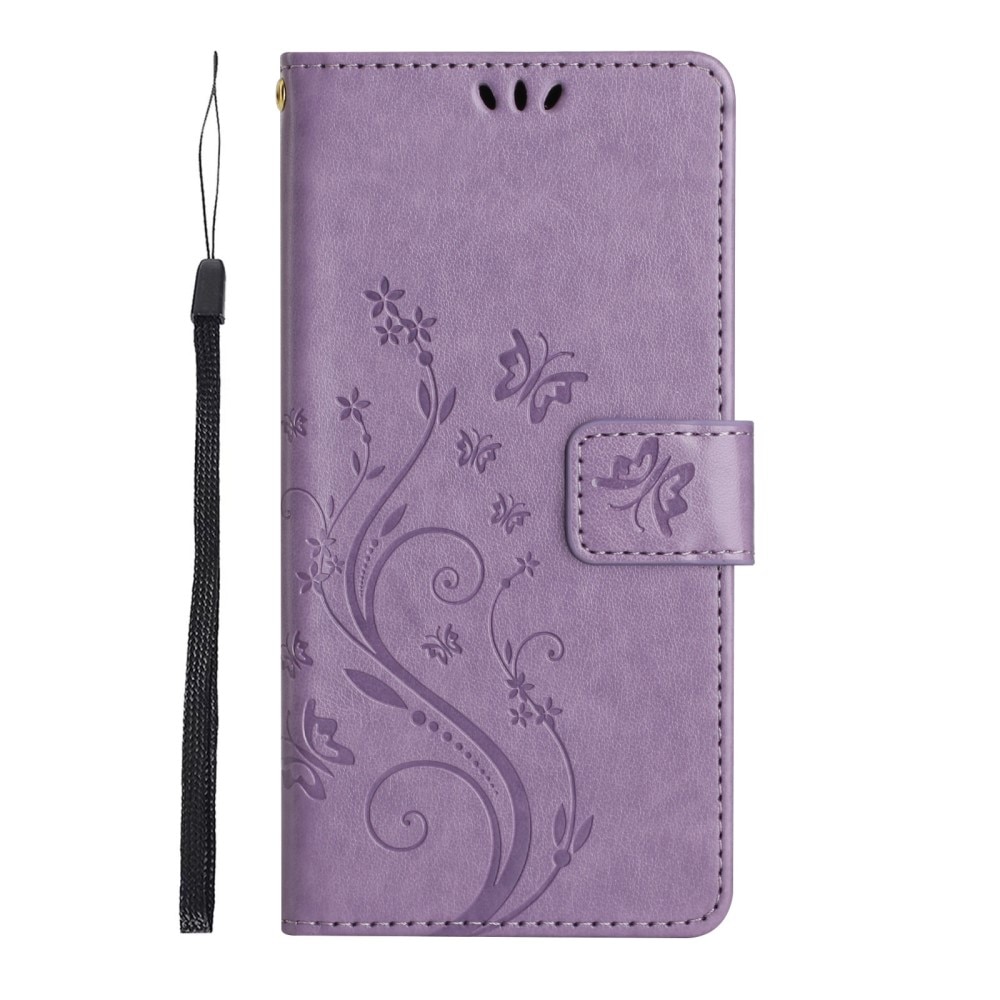Custodia in pelle a farfalle per Samsung Galaxy S23 Ultra, Viola
