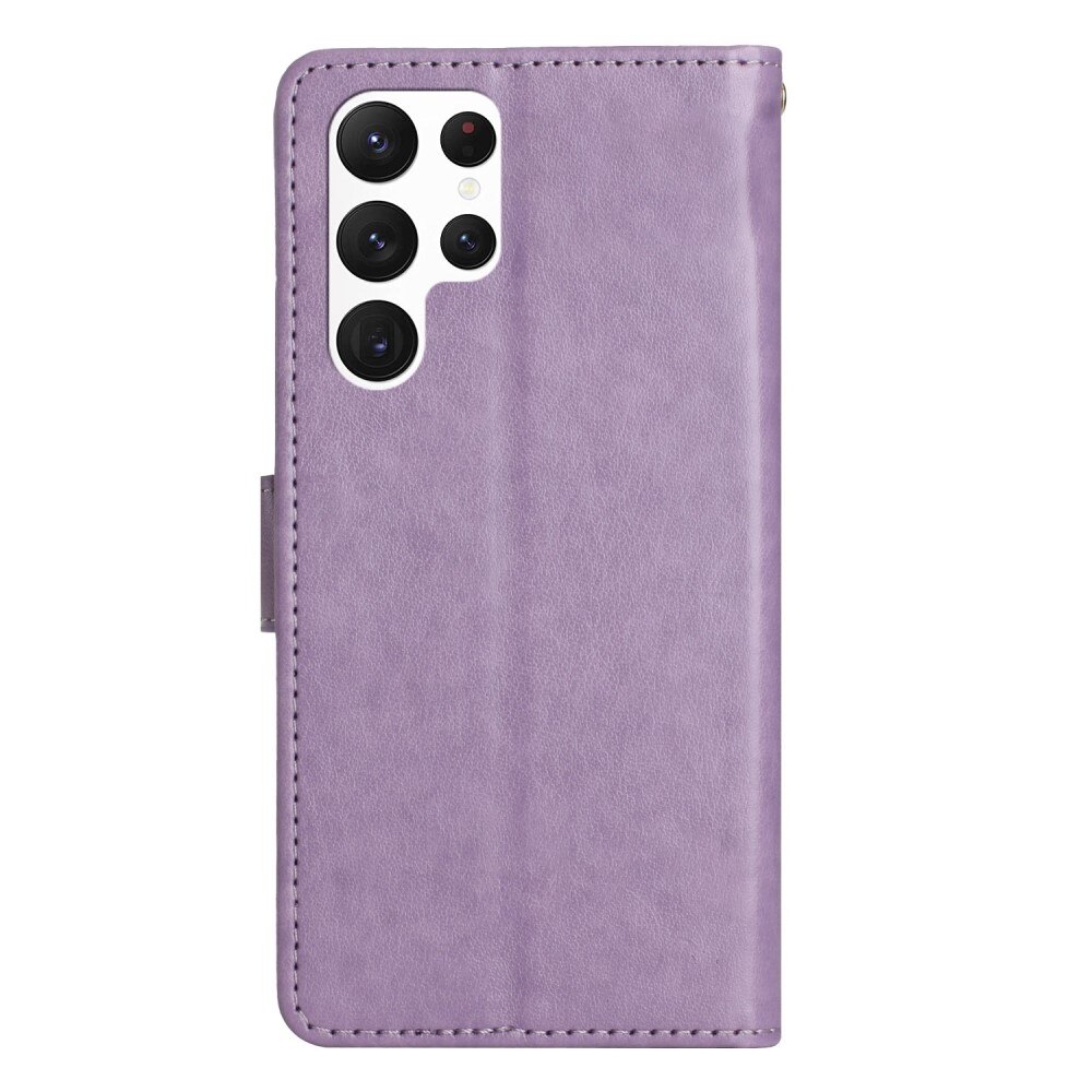 Custodia in pelle a farfalle per Samsung Galaxy S23 Ultra, Viola