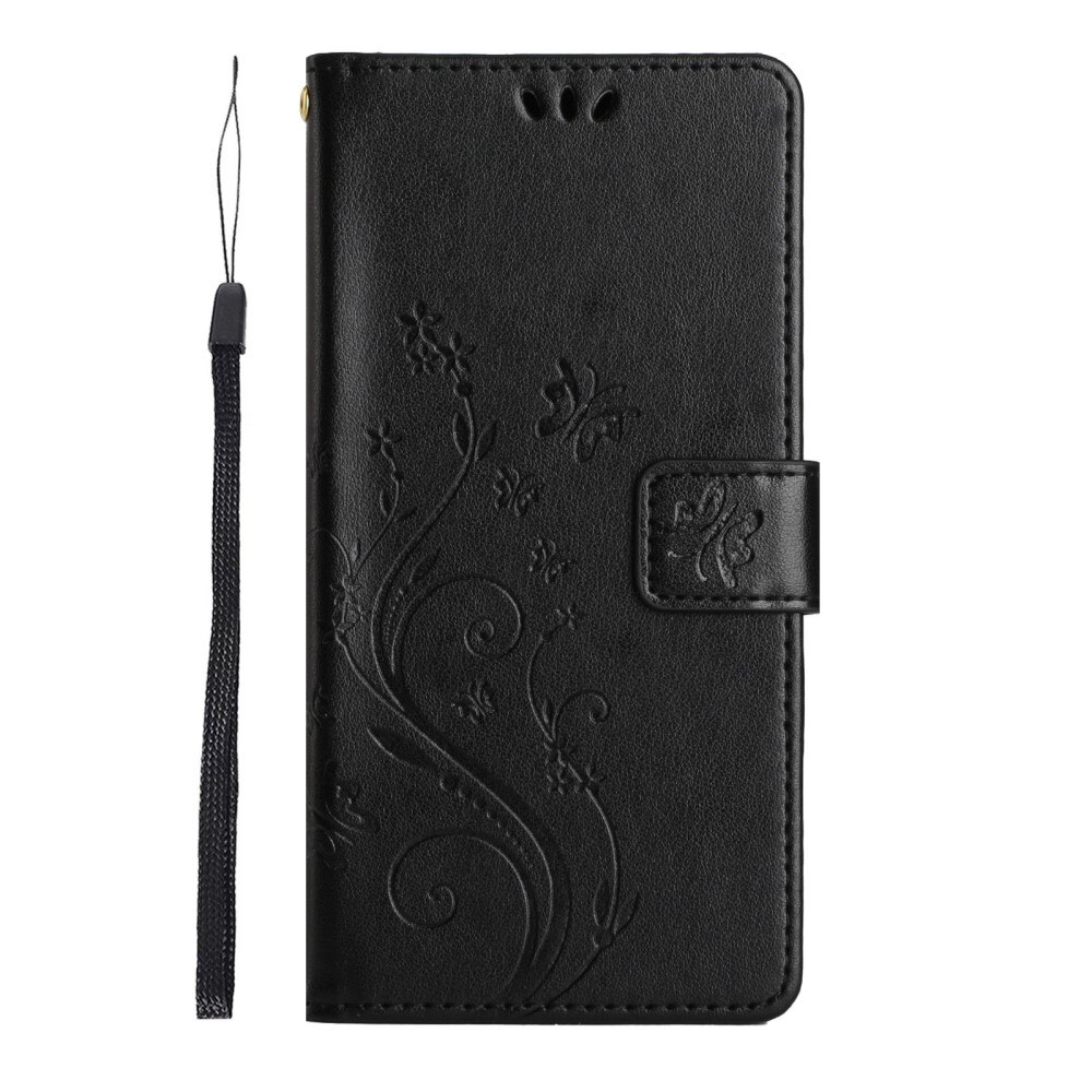 Custodia in pelle a farfalle per Samsung Galaxy S23 Ultra, Nero