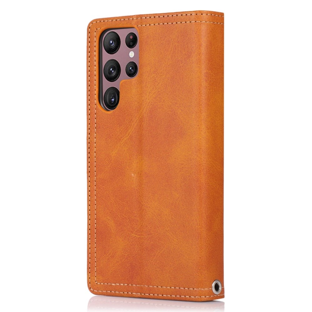 Multi-Slot Cover Portafoglio in pelle Samsung Galaxy S23 Ultra marrone