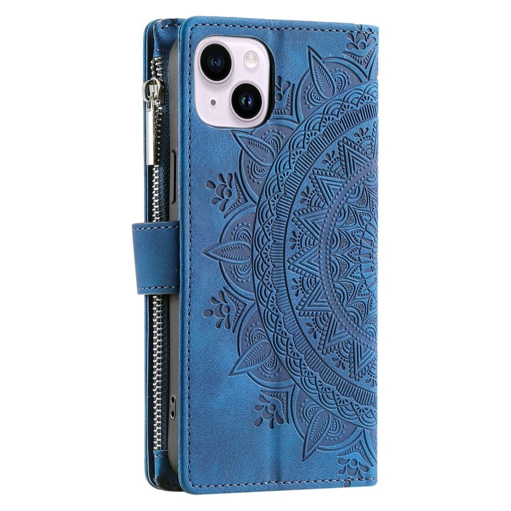 Borsa a portafoglio Mandala iPhone 14 blu