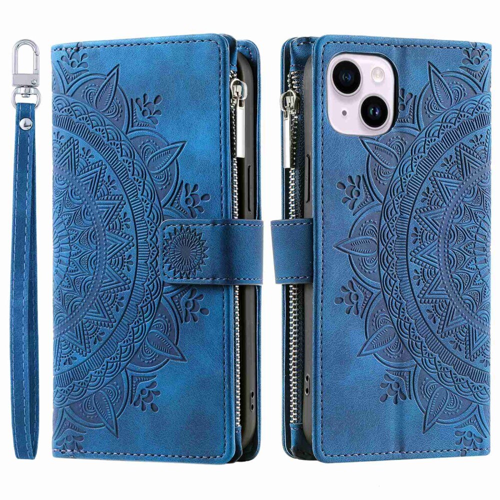 Borsa a portafoglio Mandala iPhone 14 blu