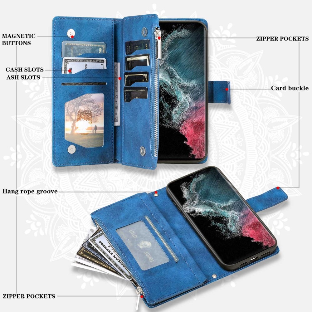 Borsa a portafoglio Mandala Samsung Galaxy S23 Ultra blu