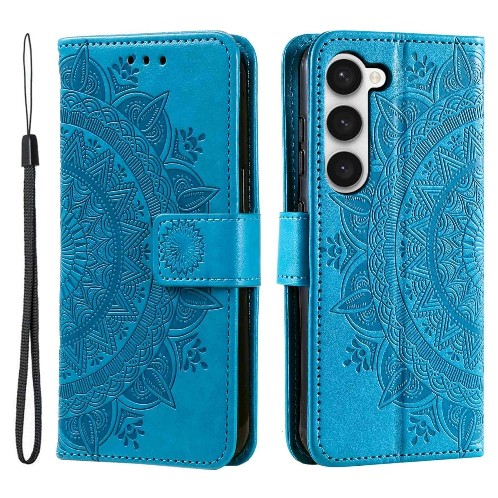 Custodia in pelle Mandala Samsung Galaxy S23 blu