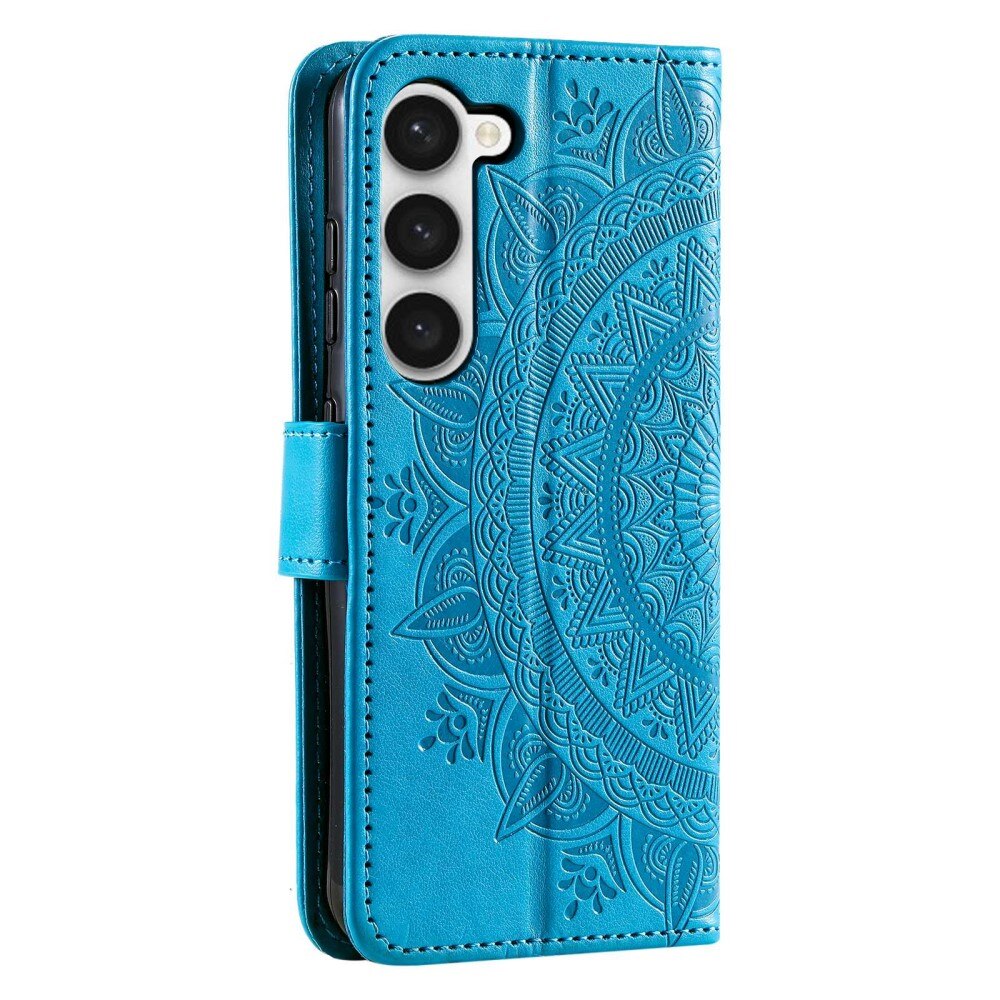 Custodia in pelle Mandala Samsung Galaxy S23 blu